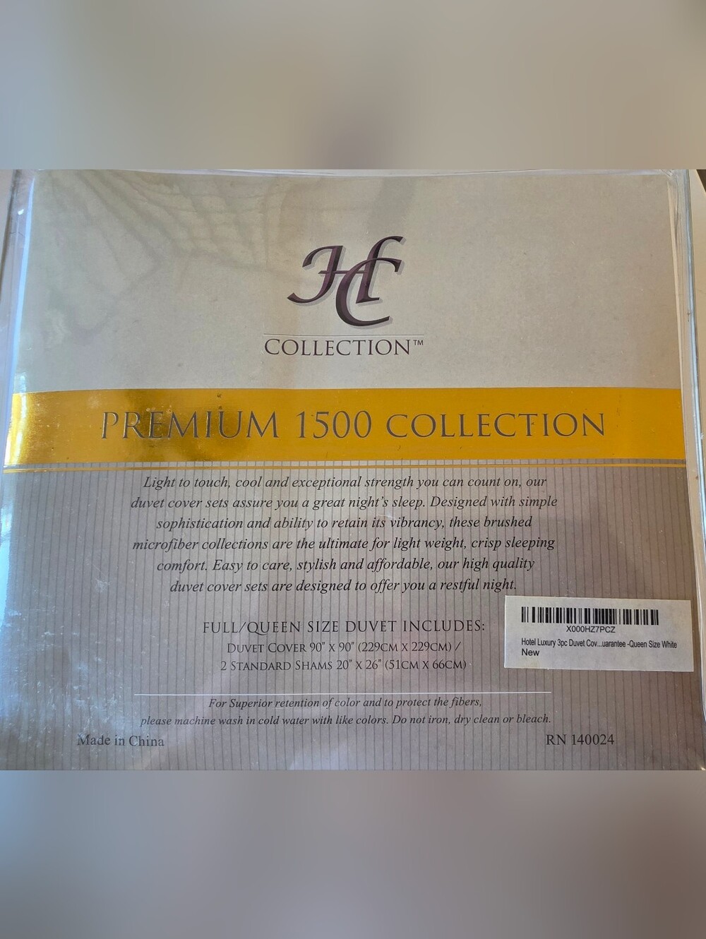 NWT ~ HC COLLECTION White Luxury Duvet Cover Set ~ 2 Shams Included ~ Full Queen - Picture 4 of 5